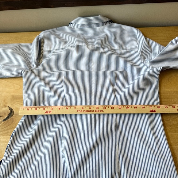 CHICOS TUNIC TOP STRIPED TIE WAIST LONG SLEEVES COASTAL GRANDMA NAUTICAL 8-10 - Picture 9 of 12